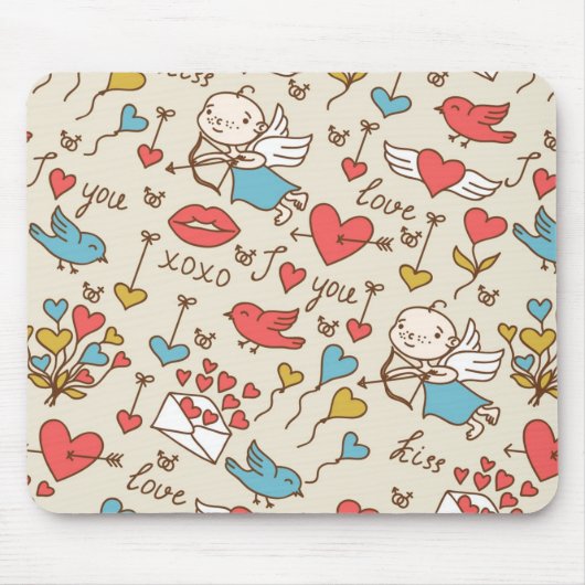 Valentinstag-Muster mit Cupid Mousepad (Vorne)