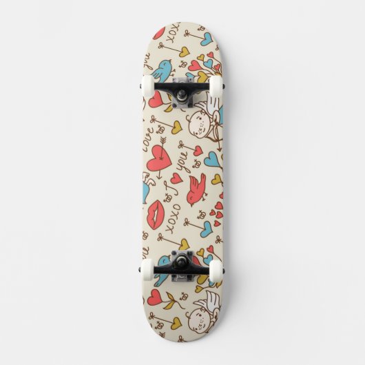 Valentinstag-Muster mit Cupid Skateboard (Vorderseite)