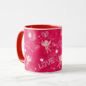 Valentinstag-Muster mit Cupid Tasse (Vorderseite Links)