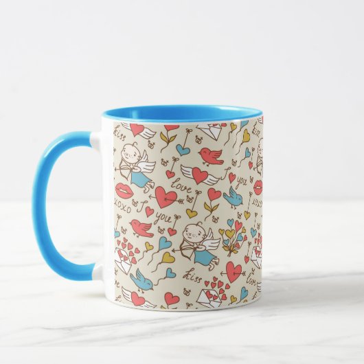 Valentinstag-Muster mit Cupid Tasse (Links)
