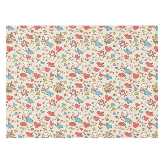 Valentinstag-Muster mit Cupid Tischdecke (Vorderseite (Horizontal))