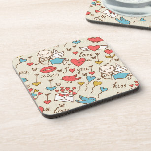 Valentinstag-Muster mit Cupid Untersetzer