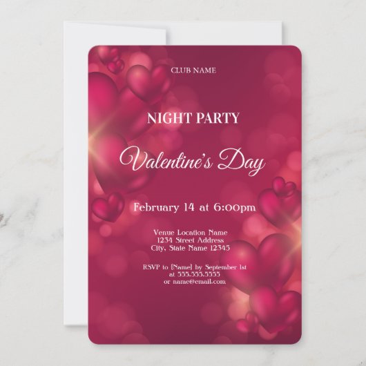 Valentinstag-Nacht-Party Einladung (Vorderseite)