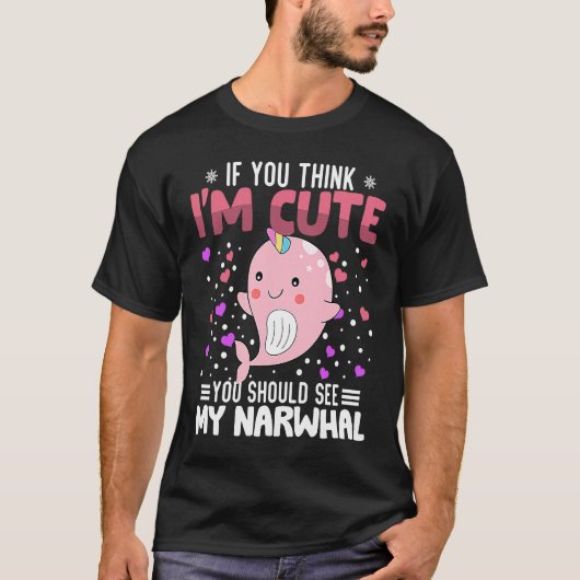 Valentinstag Narwhal Tier für Frauen Ki T-Shirt (Vorderseite)