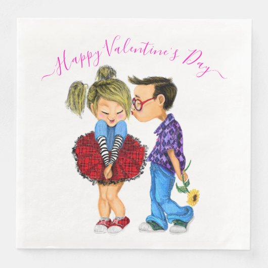 Valentinstag Neapel mit romantischem Paar Serviette (Vorderseite)