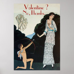 VALENTINSTAG ? NEIN, DANKE /RETRO ANTI VALENTINSTA POSTER