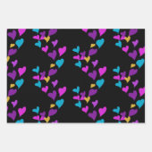 Valentinstag Neon Hearts Pattern Geschenkpapier Set (Vorderseite 3)