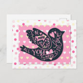 Valentinstag Niedlich Bird Polka Dots Postkarte (Vorne/Hinten)