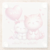 Valentinstag Niedlich Couple of Kitty Cat Liebe Glasuntersetzer (Rückseite)