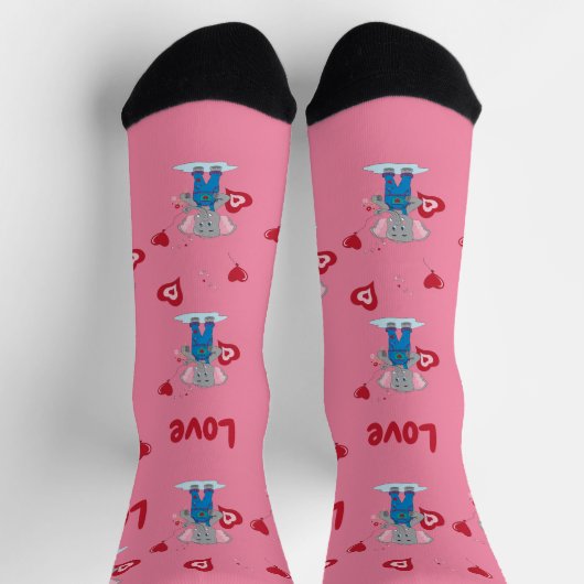 Valentinstag Niedlich Elefant Rosa Crew Socken (Oben)