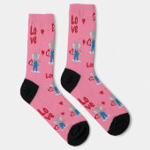Valentinstag Niedlich Elefant Rosa Crew Socken (Rechts)