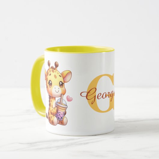 Valentinstag Niedlich Giraffe Liebe Boba Tasse (Vorderseite Links)