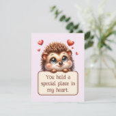 Valentinstag Niedlich Igel Liebe Feiertagskarte (Stehend Vorderseite)