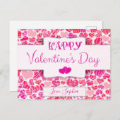 Valentinstag Niedlich Modernes Rosa Herz Postkarte (Vorne/Hinten)