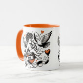 Valentinstag niedlich orangefarbener Herzkupfer Tasse (Vorderseite Links)