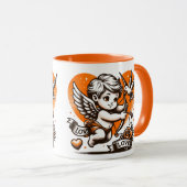 Valentinstag niedlich orangefarbener Herzkupfer Tasse (VorderseiteRechts)