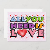 Valentinstag Niedlich Retro Alles was Sie brauchen Postkarte (Vorne/Hinten)