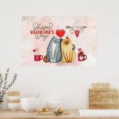 Valentinstag Niedlich Romantisches Cat Couple Poster (Küche)