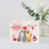 Valentinstag Niedlich Romantisches Cat Couple Postkarte (Stehend Vorderseite)