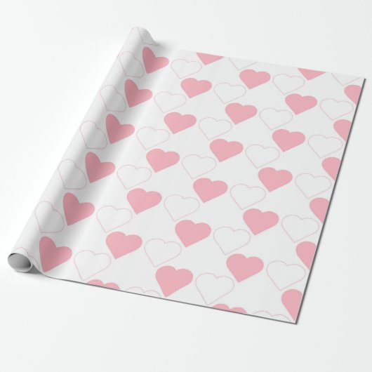 Valentinstag Niedlich rosa Herzmuster Weiß Geschenkpapier (Ungerollt)