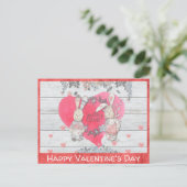 Valentinstag Niedlich Rustikales Kaninchen Postkarte (Stehend Vorderseite)
