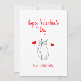 Valentinstag Niedlich Winking Cat Hearts Mitteilungskarte