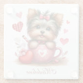 Valentinstag Niedlich Yorkshire Terrier Dog Glasuntersetzer (Rückseite)