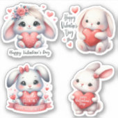 Valentinstag Niedliche Babykaninchen Aufkleber (Vorderseite)