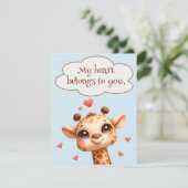 Valentinstag Niedliche Giraffe-Liebe Feiertagskarte (Stehend Vorderseite)