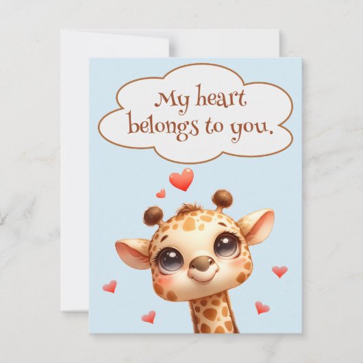 Valentinstag Niedliche Giraffe-Liebe Feiertagskarte (Vorderseite)