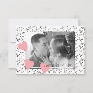 Valentinstag Niedliche Hand Drawn Hearts Foto Skri Karte