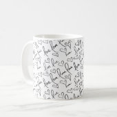 Valentinstag Niedliche Handgezogene Herzen Schwarz Kaffeetasse (Vorderseite Links)