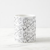 Valentinstag Niedliche Handgezogene Herzen Schwarz Kaffeetasse (Mittel)