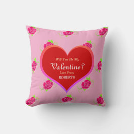 Valentinstag Niedliche, heiße rosa Rose Herzchen G Kissen
