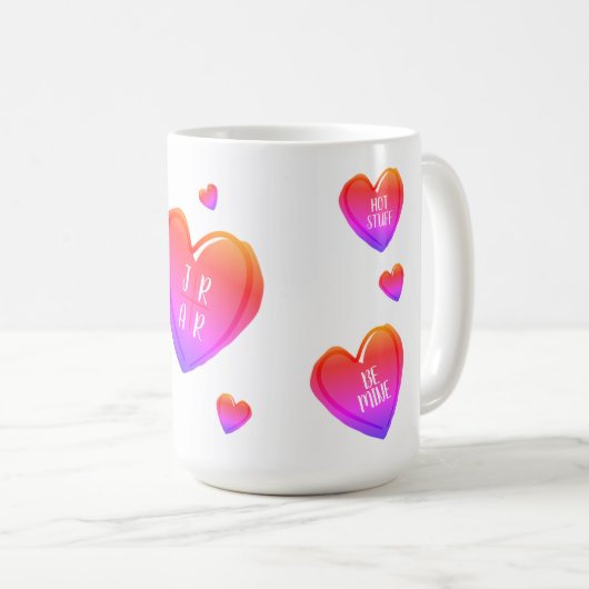 Valentinstag Niedliche Herzen Custom Couple Kaffeetasse (VorderseiteRechts)