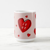 Valentinstag Niedliche Herzen Custom Couple's Pink Kaffeetasse (Mittel)
