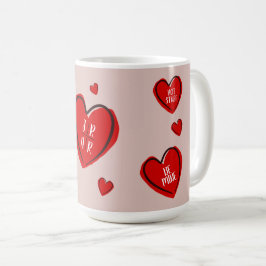 Valentinstag Niedliche Herzen Custom Couple's Pink Kaffeetasse