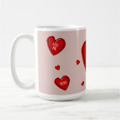 Valentinstag Niedliche Herzen Custom Couple's Pink Kaffeetasse (Links)