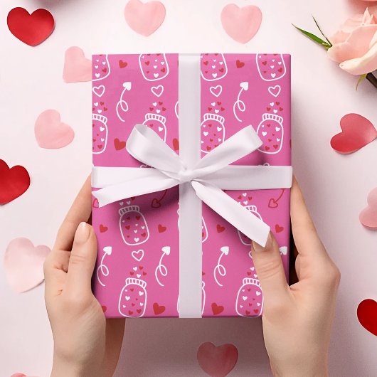 Valentinstag Niedliche Herzkranzgefäße Geschenkpapier