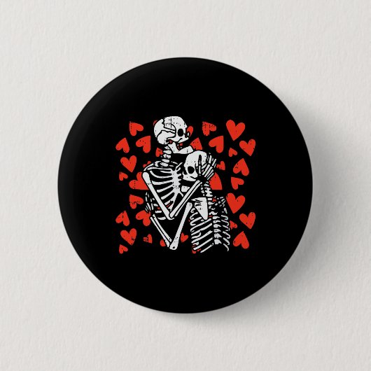 Valentinstag Niedliche Knochen Schädellov Button (Vorderseite)