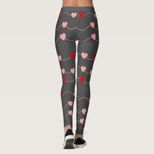 Valentinstag Niedliche String Hearts Rosa Romantik Leggings (Rückseite)
