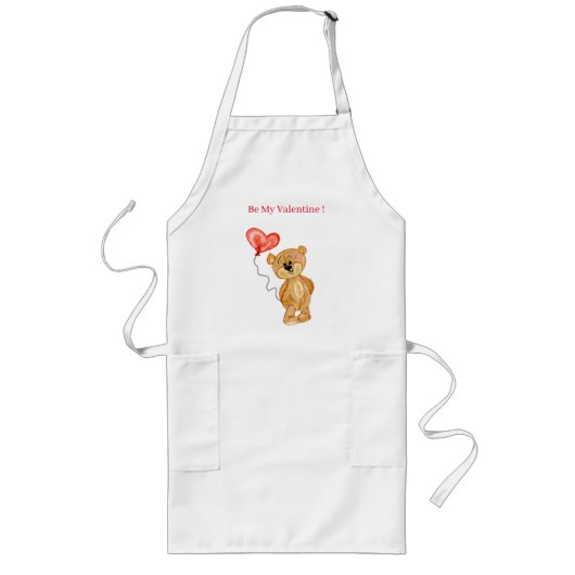Valentinstag Niedliche Wasserfarbe Teddy Schürze (Vorne)