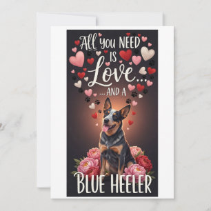 Valentinstag Niedlicher Blue Heeler Foto Kuscheln  Feiertagskarte