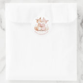 Valentinstag Niedlicher Fox Couple Custom Initials Runder Aufkleber (Tasche)
