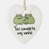 Valentinstag Niedlicher Frosch Liebe Couple Keramik Ornament (Rechts)