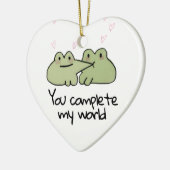 Valentinstag Niedlicher Frosch Liebe Couple Keramik Ornament (Links)