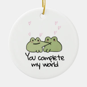 Valentinstag Niedlicher Frosch Liebe Couple Orname Keramik Ornament