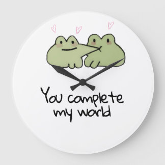 Valentinstag Niedlicher Frosch Liebe Mauerklemme Große Wanduhr