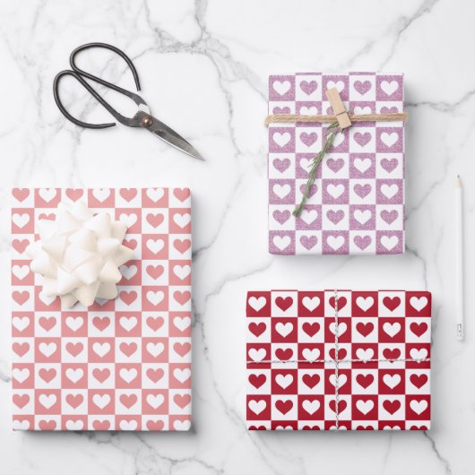 Valentinstag niedlicher Herzklopfen Geschenkpapier Set (Vorderseite)