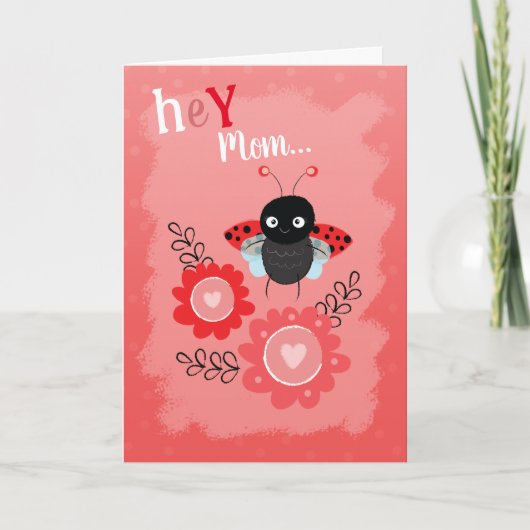 Valentinstag Niedlicher Ladybug für Mama Feiertagskarte (Vorderseite)
